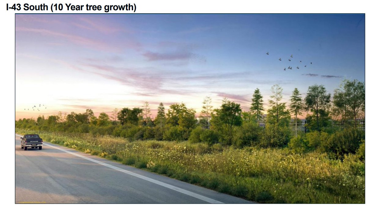 Rendering of I-43 South with 10 years of tree growth