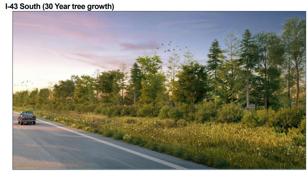 Rendering of I-43 South with 30 years of tree growth